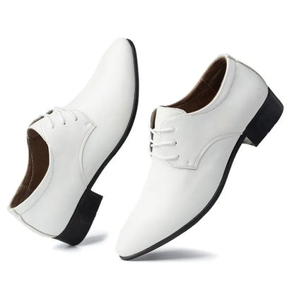 Men's Red Patent Leather Wedding Groomsmen Shoes Low Block Heel Business Formal Dress Shoes Trendy Casual Footwear