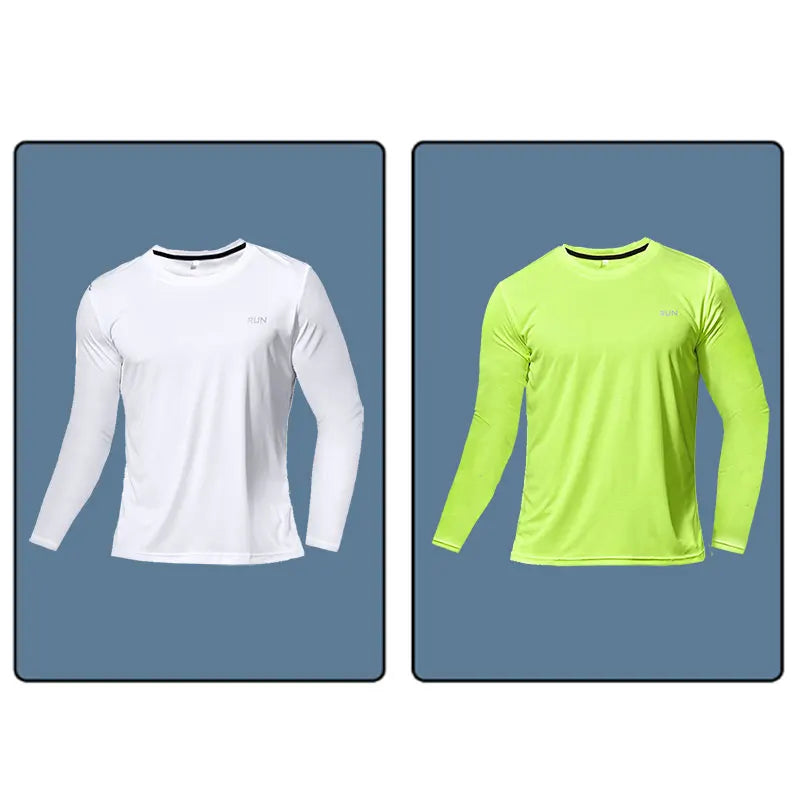 Men Long Sleeve Sport T-shirt Quick Dry Running Shirt Breathable Anti-sweat Top Gym T Shirt Men Fitness Gym Clothing Men 2023