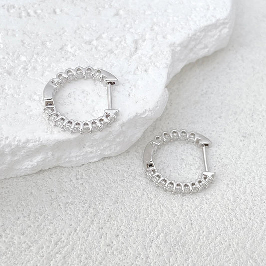 Full 1.5mm D Color Moissanite Ear Hoop Earrings 925 Sterling Silver Earring For Woman Wedding Engagement Trendy Jewelry