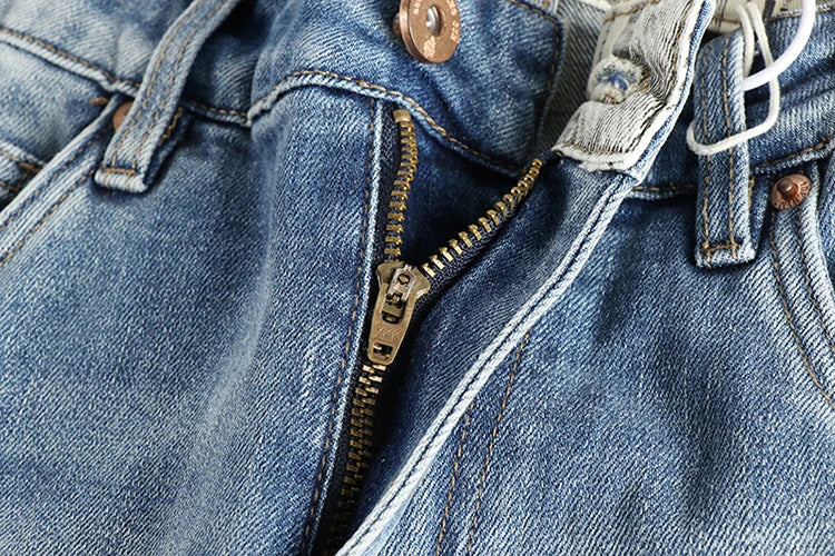 New wash light blue ground white jeans men's spring American fashion brand small straight leg retro casual youth pants