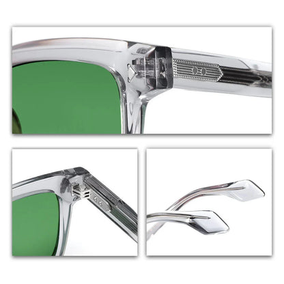Fashion Retro Rivet Transparent Acetate G15 Green UV400 Rectangle Sunglasses Unisex Eyewear