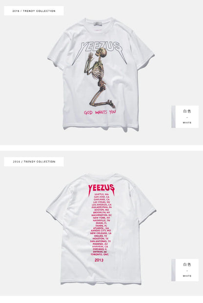 yeezus kanye west T shirt cotton streetwear concert hiphop short sleeve