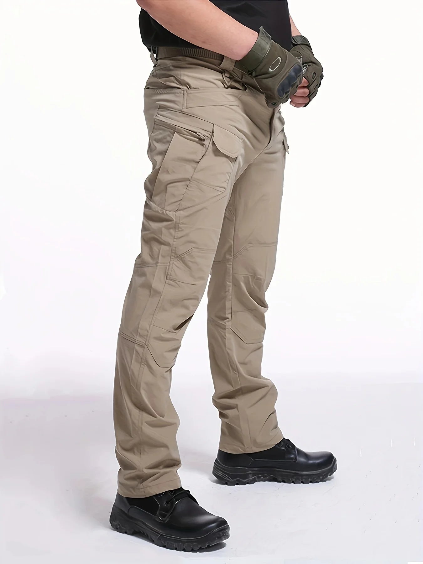 Plus Size Men's Thin Cargo Pants With Side Pockets For Spring Summer Tactical Oversized Loose Punk Pants Big And Tall Guys