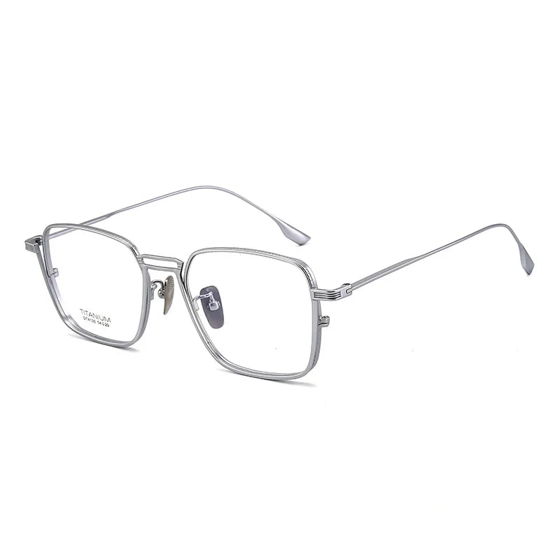 Ultralight Pure Titanium Frames Business Retro Square Men's Reading Glasses Anti-blue Light Customized Myopia DTX125