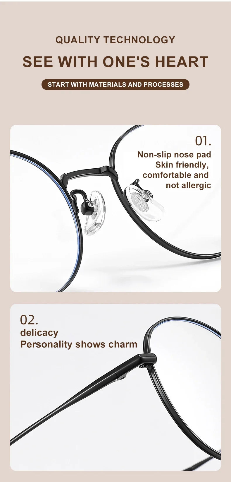 High Quality Round Ultra-light ALL Titanium Eyeglass Frames Women Myopia  Prescription Eyewear Reading Glasses 30821