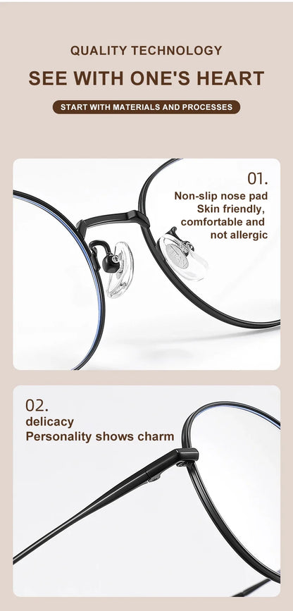 High Quality Round Ultra-light ALL Titanium Eyeglass Frames Women Myopia  Prescription Eyewear Reading Glasses 30821