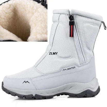 Waterproof Men Women Snow Boots High Top Ankle Winter Boots Platform Warm Plush Man Cutton Shoes Outdoor Non-slip Snowboots Male