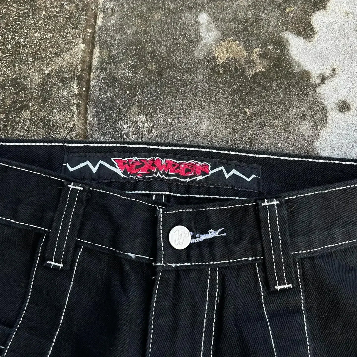 Y2k Baggy New Wexwear Stripes Black Pants Embroidered Jeans Streetwear Men Harajuku Hip Hop Women High Waist Wide Trouser
