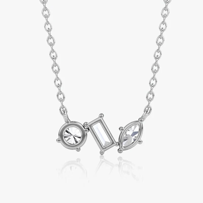 Marquise/Round/Rectangular Cut Moissanite Pendant Necklace For Women Three Stone Irregular Moissanite Diamond Necklace