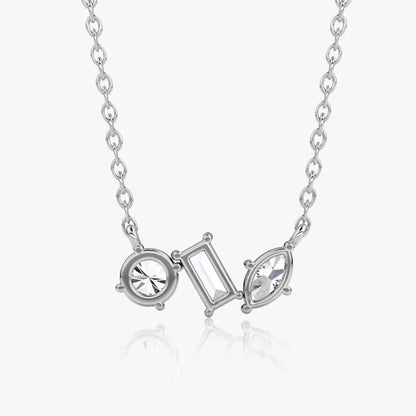 Marquise/Round/Rectangular Cut Moissanite Pendant Necklace For Women Three Stone Irregular Moissanite Diamond Necklace