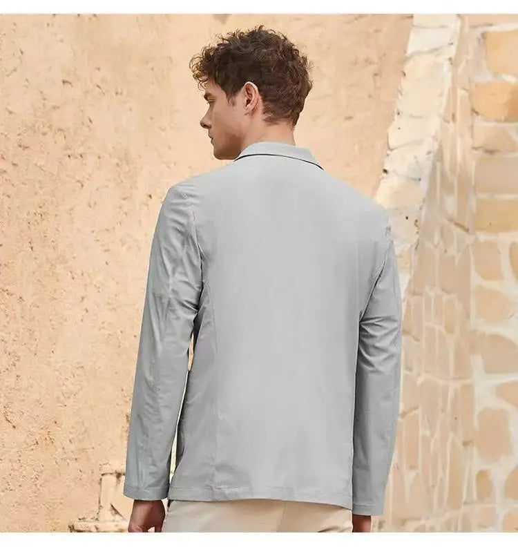 Summer Lightweight Sun Protection Blazer for Men - Stylish, Breathable, Casual, Icy Sensation, Lightweight, Silky Elastic Blazer