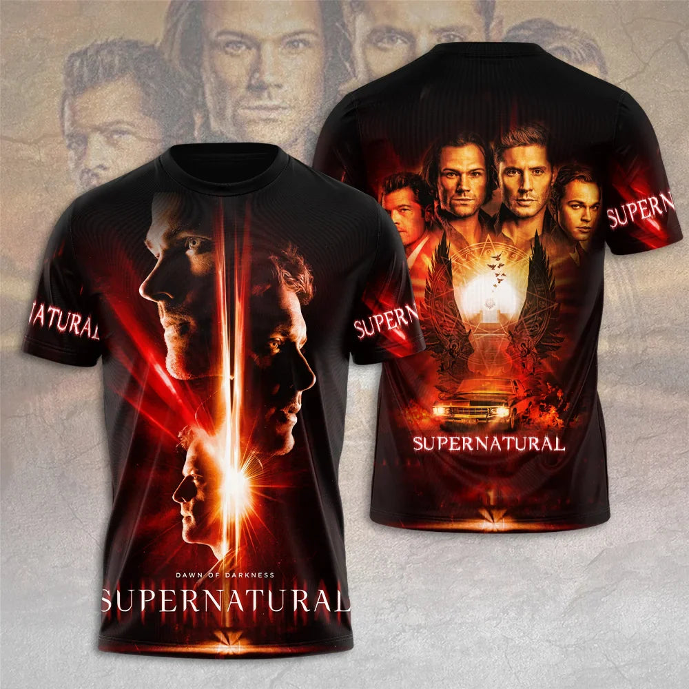 Summer Supernatural TV Series 3D Printing Tshirt Fashion Men Women Harajuku Short sleeve O-neck Tee Top Oversized Clothing