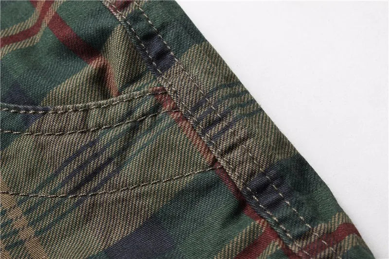 2026 Summer Men Shorts Fashion Plaid Beach Shorts Mens Casual Shorts Military Short Pants Male Bermuda Cargo Overalls No belt