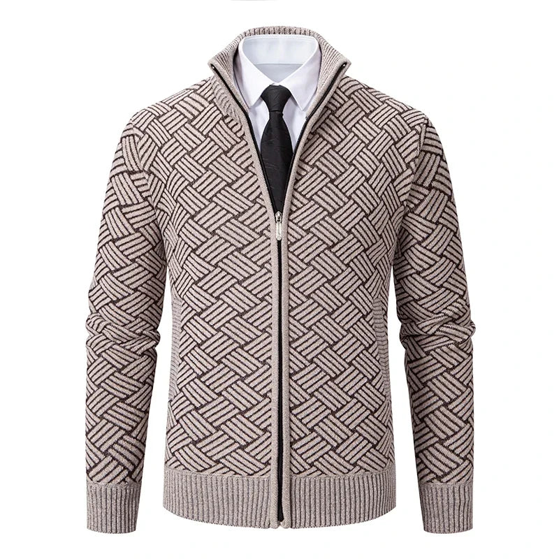 Mens Thickened Cardigan Full Zipper Fleeced Sweaters Knit Jackets Hooded Sweater Coat Autumn Winter Padded Clothes