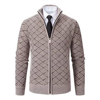 Mens Thickened Cardigan Full Zipper Fleeced Sweaters Knit Jackets Hooded Sweater Coat Autumn Winter Padded Clothes