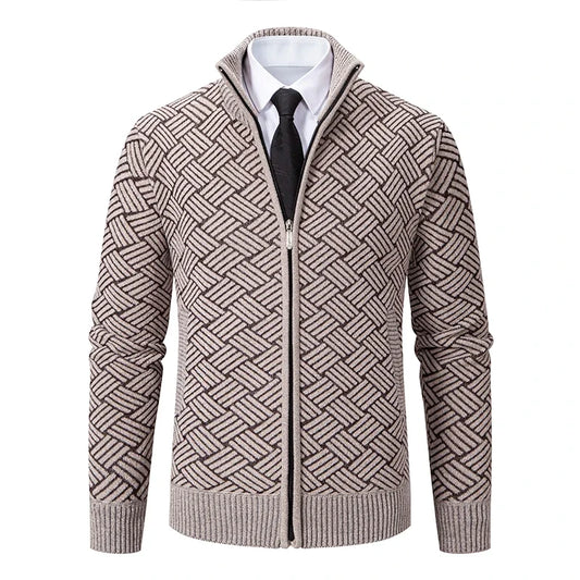 Mens Thickened Cardigan Full Zipper Fleeced Sweaters Knit Jackets Hooded Sweater Coat Autumn Winter Padded Clothes