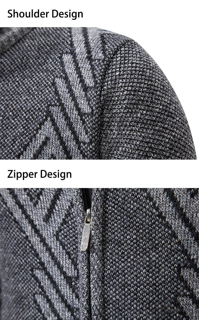Men's Knit Cardigan Autumn Winter Sweater Coat Man Clothes Brown Blue Luxury Brand Button Fleece Lined Male Knitting Jackets