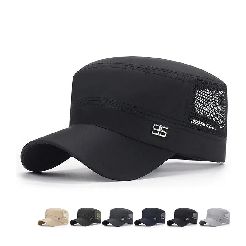 military cap flat top hat men's baseball hat spring summer men's outdoor sunshade mesh hat