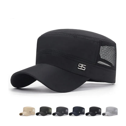 military cap flat top hat men's baseball hat spring summer men's outdoor sunshade mesh hat