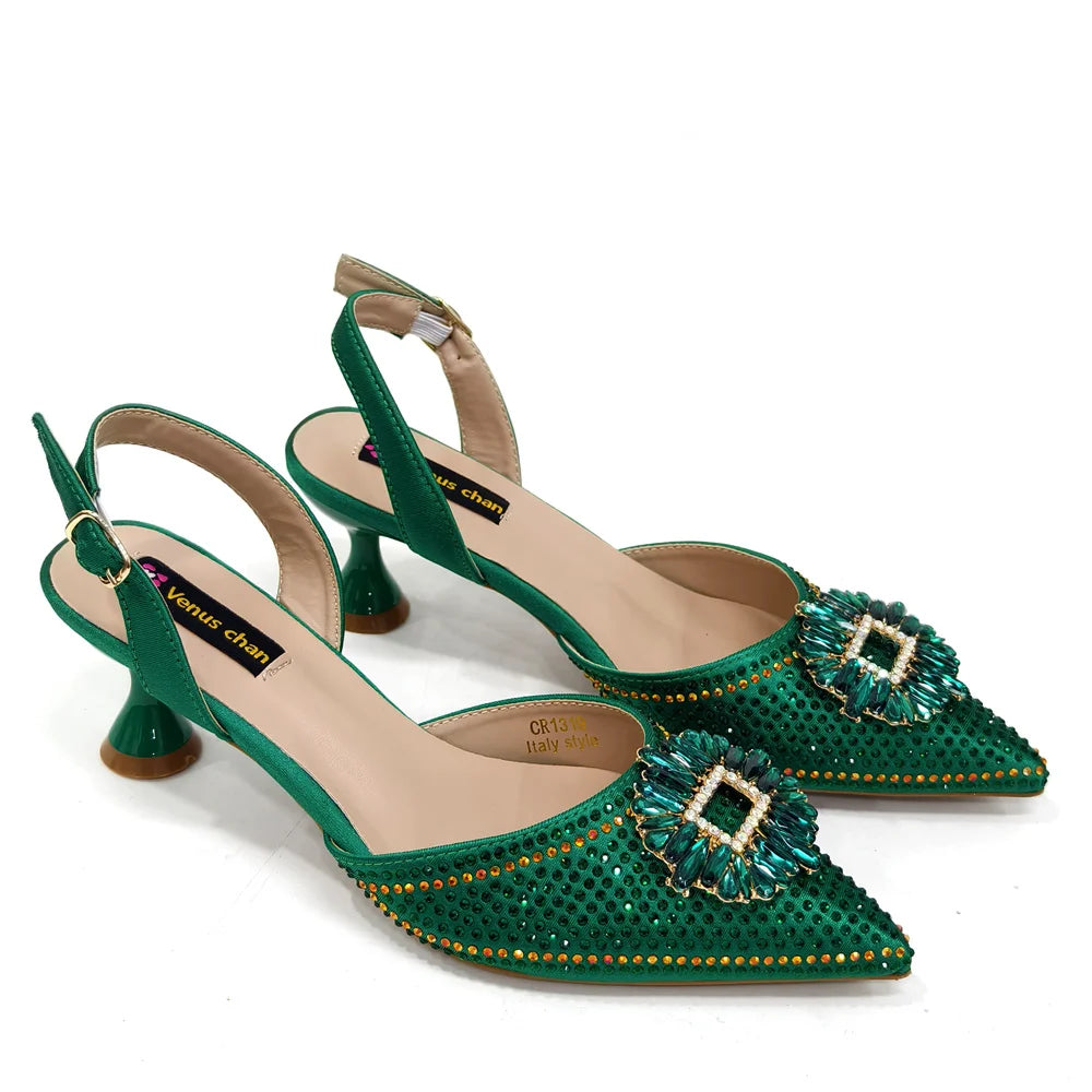 Stylish Nigerian Women's Party Shoe and Handbag Set – Classic Pointed Toe Medium Heel Footwear for Special Occasions