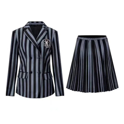Girls Costumes Kids Black Striped Uniform Suit Birthday Party Halloween Cosplay Dresses For Kids