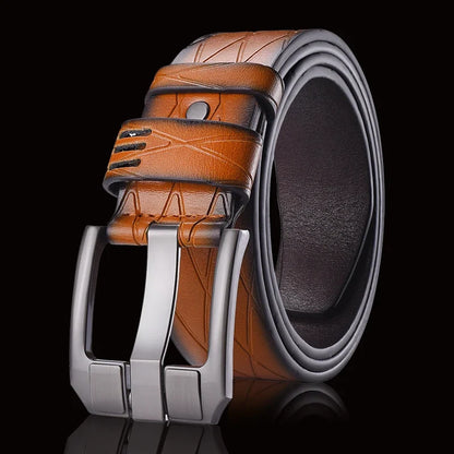 Pure Leather Belt, Men's Casual Leather Belt, Young People's Needle Buckle Denim Belt