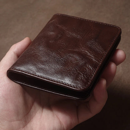 Genuine Leather Wallet High Quality Multi-Card Slots Ultra Slim Lightweight Credit Card Holder Men Women Bifold Money Clip