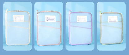 1 Pcs A4 Transparent File Subject Classification Thickened 5 Colors Mesh Simple Hand Storage Bag