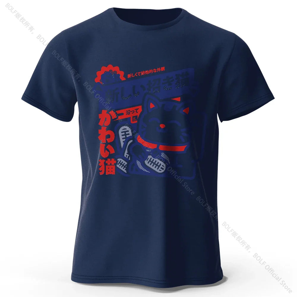 Kawaii Anime Printed 100% Cotton T-Shirt, Soft & Breathable Round Neck Short Sleeve Tee, Unisex Harajuku Style