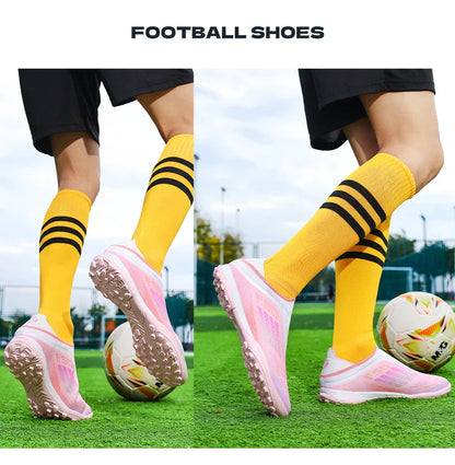 New Men Football Boots Long Spikes Ultralight Match Breathable Indoor Sneakers Soccer Shoes Cleats TF Training Drop Shipping