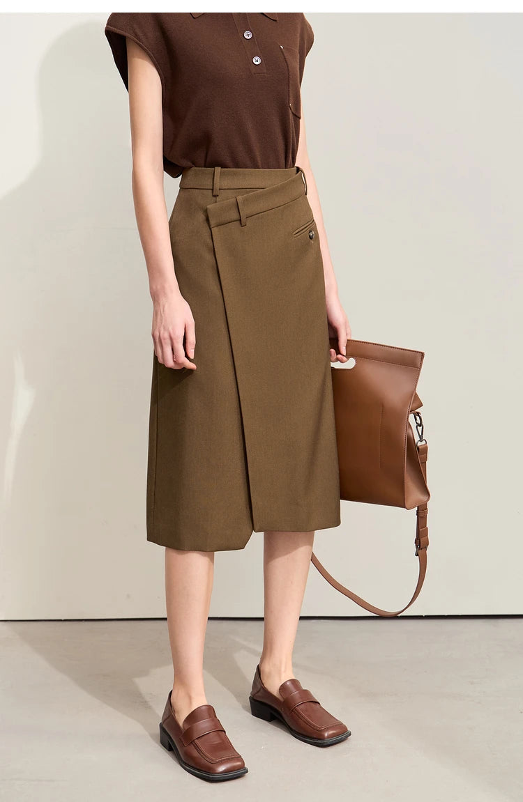 Minimalism 2024 Autumn Skirts for Women New Commuter Intellectual One-piece Wrap A-line Solid Slim Blazer Skirt 12443019