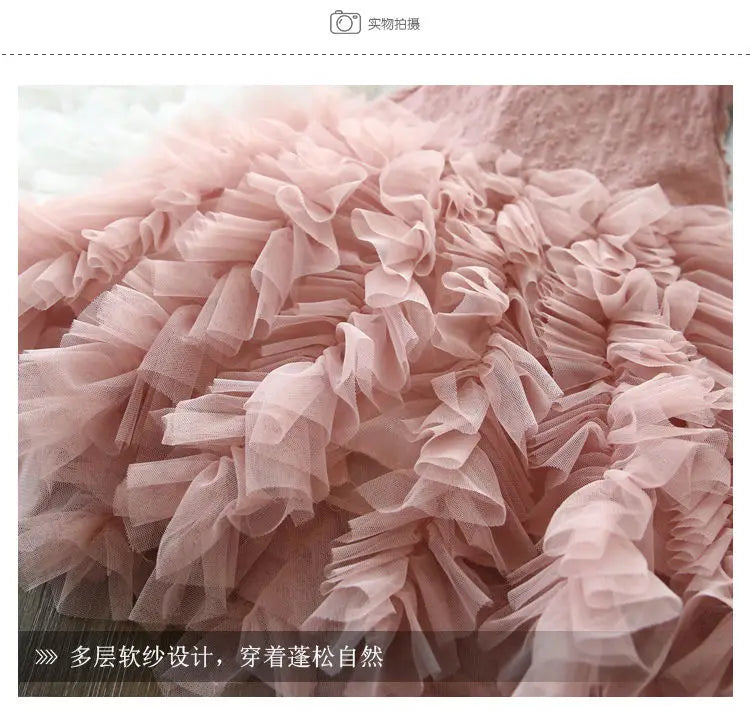 Summer Casual All Match Kawaii Girls Party Dress Patchwork Sleeveless Layered Dress Embroidered Ball Gown Chic Costumes for Kids