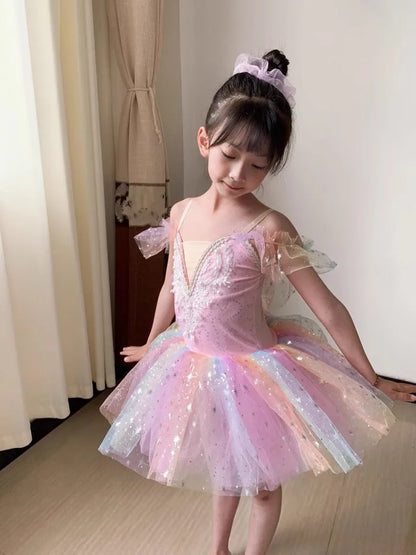 Summer Ballet Dress Girl Dance Costumes Ballet Leotards Casual Kids Dresses Tutu Ballerine Girls Clothes Vestidos Children's Day