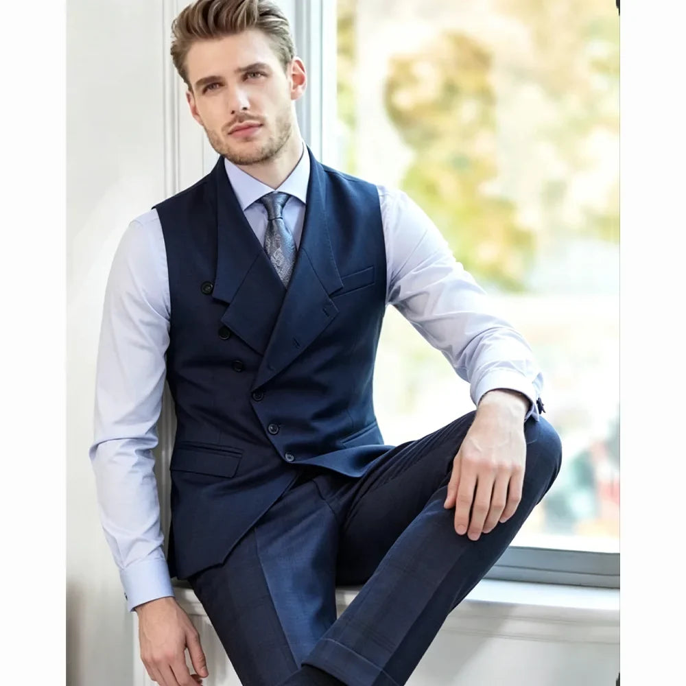 Men's Suit Vest, Chic Solid Slant-breasted Waistcoat for Men, Males Black/Grey Vest for Grooms Wedding Party Business Prom