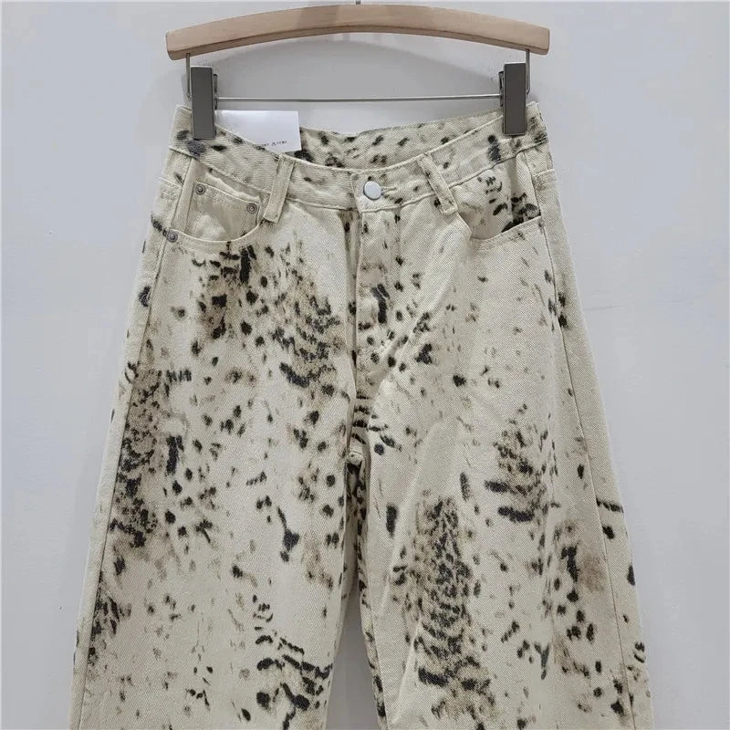 High Waist Y2K Women Jeans Loose Fit Straight Leg Baggy Denim Pants for Girls Retro Beige Wide Women's Jeans Y2K Pants