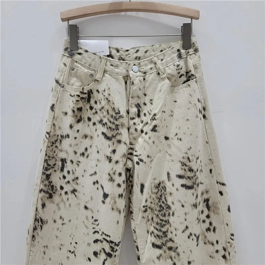 High Waist Y2K Women Jeans Loose Fit Straight Leg Baggy Denim Pants for Girls Retro Beige Wide Women's Jeans Y2K Pants