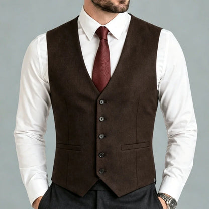 Men Vest Black Solid Single Breasted V Neck Waistcoat For Wedding Groom Banquet Party Business Work Casual Daily Men Suit Vest