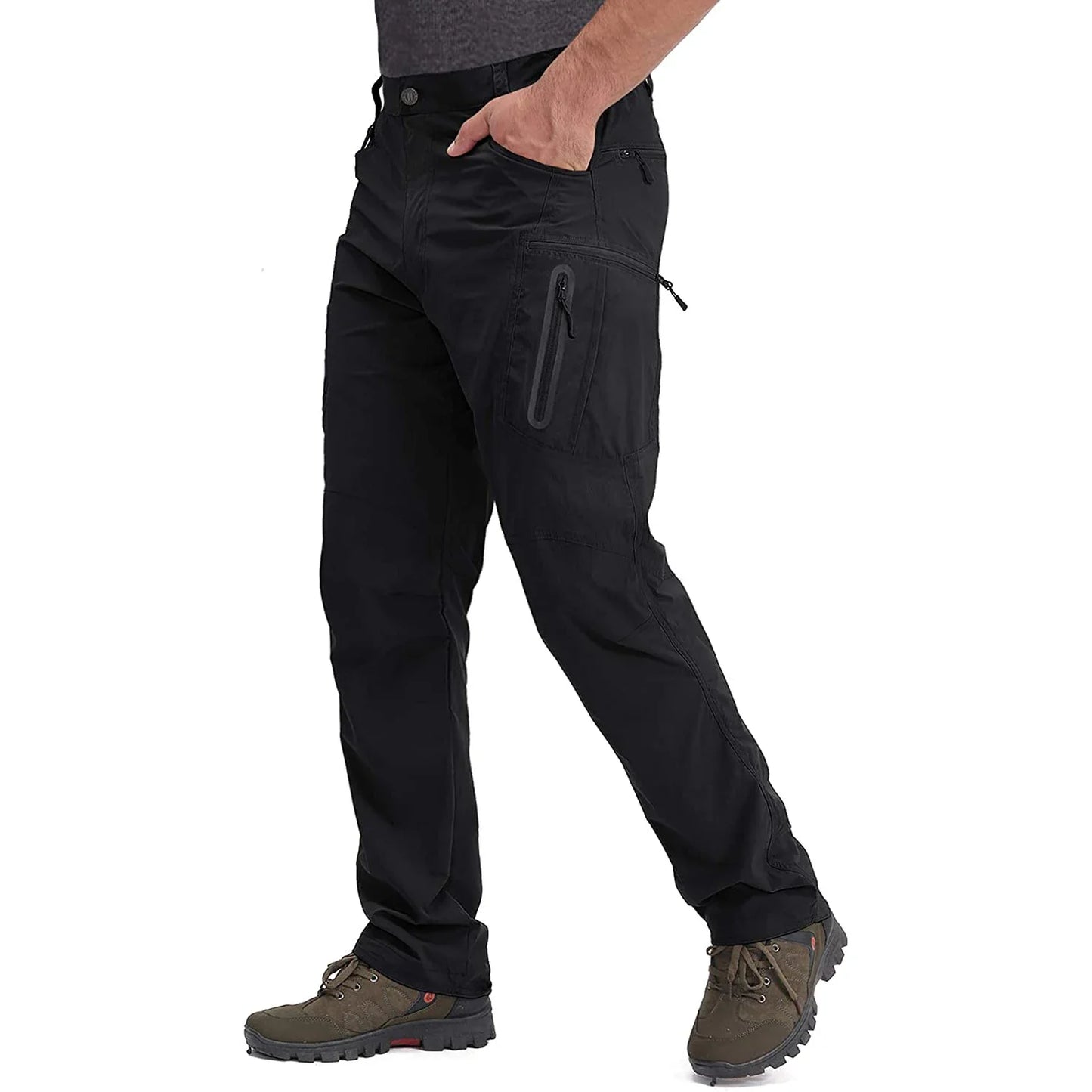 Summer Lightweight Trousers Mens Fishing Pants Outdoor Hiking Nylon Quick Dry Pockets Cargo Pants Casual Work Trousers