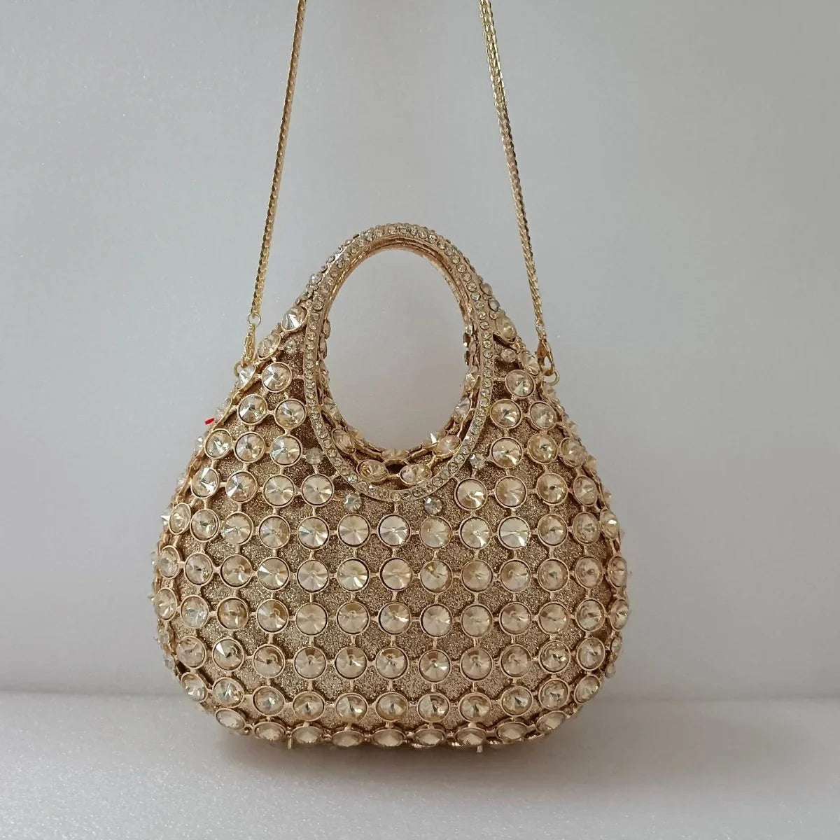 Women Large Capacity Handbag Luxury Green Rhinestone Evening Party Bags Wedding Bridal Crystal Clutches Top-handle Purse