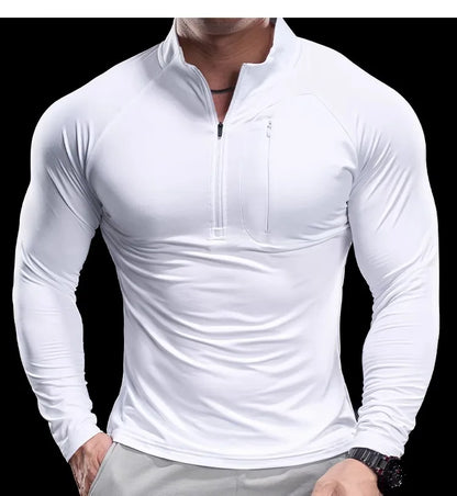 2024 New Men's Sports Gym Fitness Tops Running Training Clothes Round Neck Quick-drying Breathable Long-sleeved T-shirt Autumn
