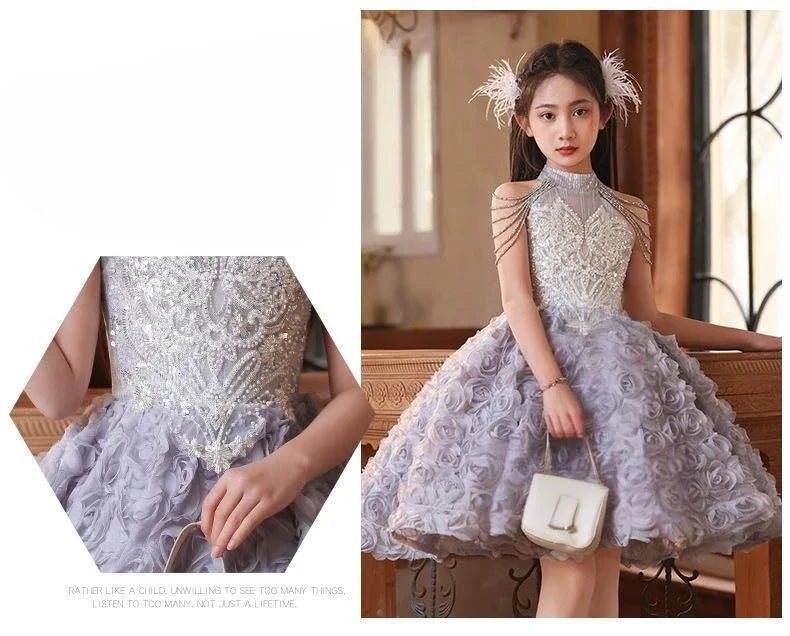 Elegant Girls Princess Dresses Birthday Party Pageant Gown Kids Costume Wedding Dress Formal Outfit Children Summer Clothes