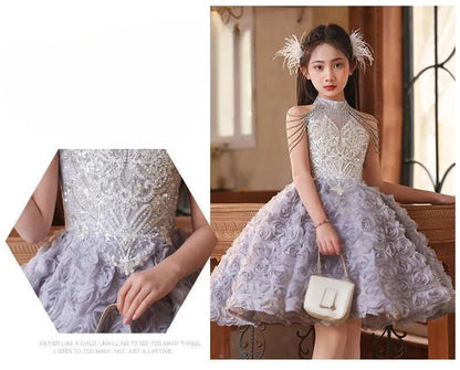 Elegant Girls Princess Dresses Birthday Party Pageant Gown Kids Costume Wedding Dress Formal Outfit Children Summer Clothes