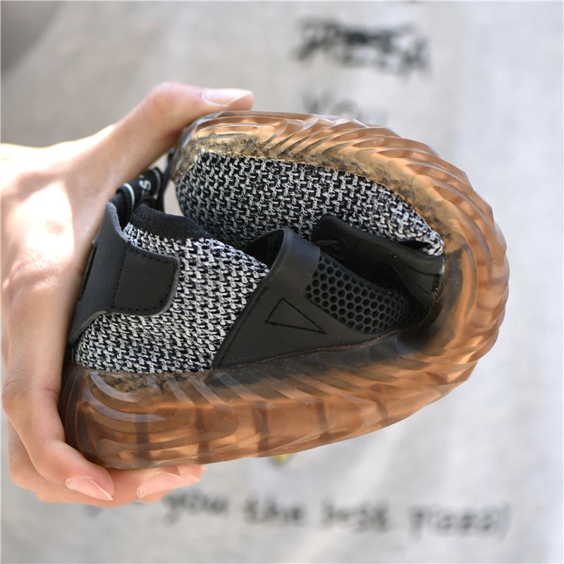 Men Steel Toe Safety Work Shoes Mesh Breathable Lightweight Comfortable Industrial Construction Shoes Puncture Proof Anti slip