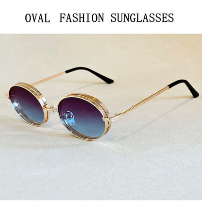 2025 Oval Sunglasses Women Trendy Retro Vintage Steampunk Sunglass Men Fashion Glasses Lentes De Sol Mujer Lunette Soleil Femme