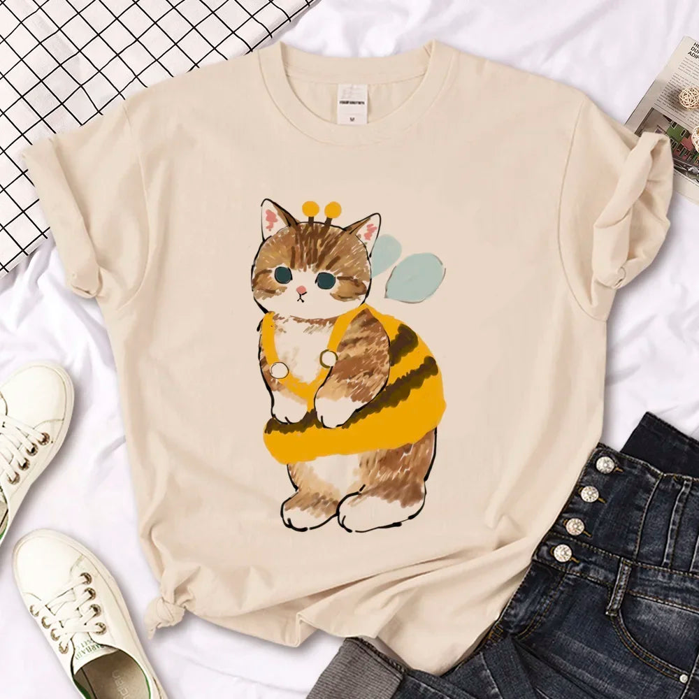 Cat top women streetwear summer anime t shirt girl y2k Japanese clothes