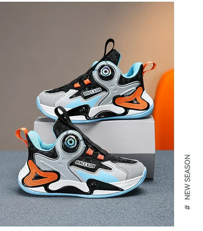 Children Basketball Shoes Swivel Button Boys Fashion Sneakers Girls School Sport Shoes Kids Casual Trainers Outdoor Shoes