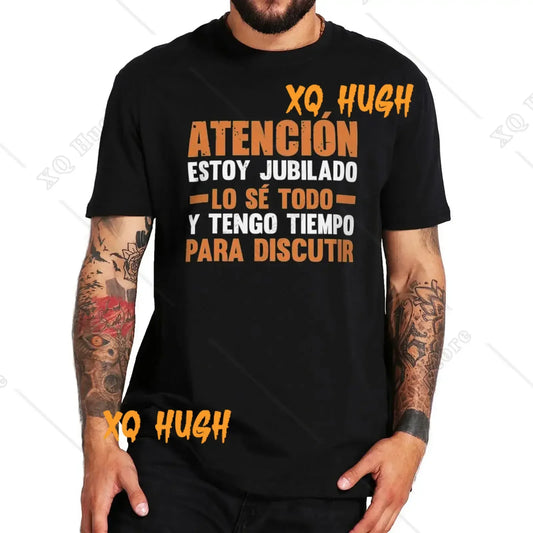 Spanish Retirement Retires Papa Grandpa Dad Gift Tee Tops 100% Cotton Soft Unisex Casual T-shirts Retro I'm Retired Harajuku
