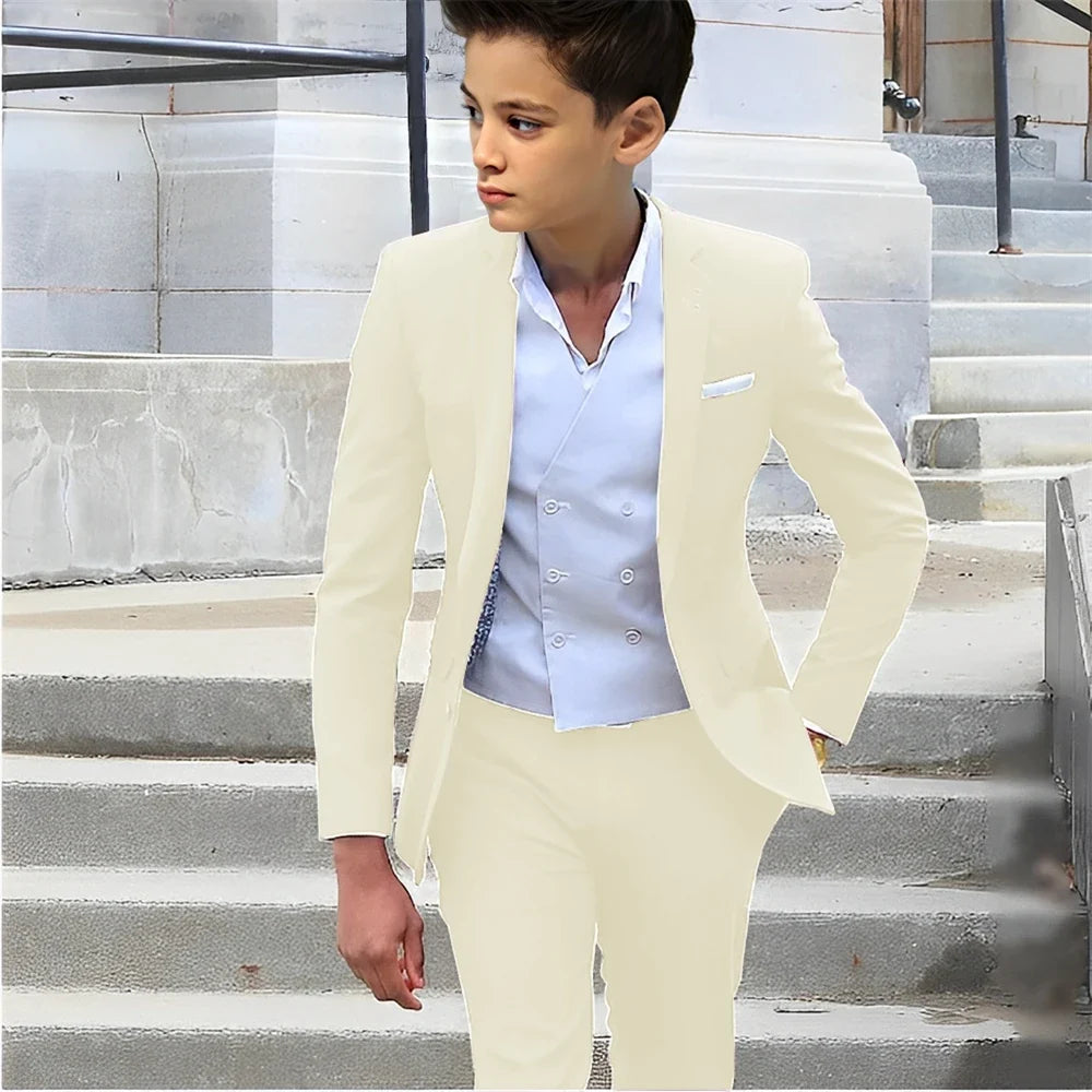 Formal Boys Slim Fit Suits 2 Pieces Birthday Party Tuxedo,Smart Handsome Kids Suit Set Wedding Guest Outfit Plus Size 2-20T