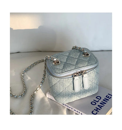 Mini Denim Crossbody Bags for Women 2026 Lingge Chains Shoulder Bag Fashion Brands Box Bag Lipstick Coins Purses and Handbags