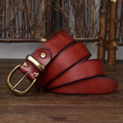 3.3cm Fashion Genuine Leather Pin Buckle Men's Belt Retro Korean Pure Cowhide Jeans Belts for Women Luxury Designer Cowboy